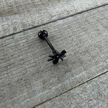 将图片加载到图库查看器，Black Titanium Anodized 3-D Spider Barbell Tongue Ring
