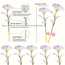 Load image into Gallery viewer, 10pcs Realistic Gilded Eternal Roses &amp; Crystal Flowers - Plastic Artificial Roses Suitable for Valentine's Day, Christmas, Weddings, Birthdays, Anniversaries - Elegant Table Centerpiece, Wedding Bouquets, &amp; Decorations - -Las
