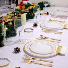 Load image into Gallery viewer, 175-Pieces: Disposable Gold Dinnerware Set
