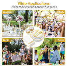 Load image into Gallery viewer, 175-Pieces: Disposable Gold Dinnerware Set
