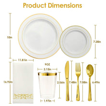 Load image into Gallery viewer, 175-Pieces: Disposable Gold Dinnerware Set
