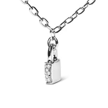 将图片加载到图库查看器，.925 Sterling Silver 1/4 Cttw Diamond Lock 18" Pendant Necklace with Paperclip Chain (H-I Color, SI2-I1 Clarity)
