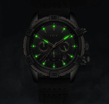 Load image into Gallery viewer, Men's Waterproof Watch With Chronometers Date Display Gold Detail Excellent Background Perfect Gift
