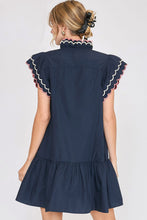 Load image into Gallery viewer, Classic Full Size Ruffled Sleeve Plus Size Dress Elegant &amp; Feminine Chic Dress Dark Navy Women Dress
