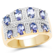 Load image into Gallery viewer, 14K Yellow Gold Plated 1.68 Carat Genuine Tanzanite .925 Sterling Silver Ring
