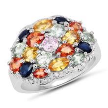 将图片加载到图库查看器，2.85 Carat Genuine Multi Sapphire .925 Sterling Silver Ring
