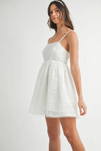 将图片加载到图库查看器，Eyelet Lace Babydoll Mini Cami Dress – Feminine Eyelet Lace Dress, Fluttering, Bohemian Babydoll Silhouette, Breezy Summer Dress, Casual Day Out Dress
