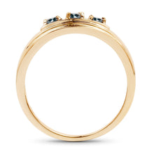 将图片加载到图库查看器，14K Yellow Gold Plated 0.33 Carat Genuine Blue Diamond .925 Sterling Silver Ring
