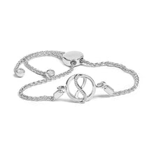 将图片加载到图库查看器，.925 Sterling Silver Diamond Accent Ribbon and Circle Bolo Adjustable Bracelet
