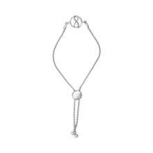 将图片加载到图库查看器，.925 Sterling Silver Diamond Accent Ribbon and Circle Bolo Adjustable Bracelet
