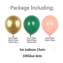将图片加载到图库查看器，186Pcs Peach Green Metallic Latex Balloon Set For Wedding Birthday Party Decoration Baby Showers Girls Party Bridal Showers
