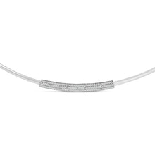 Load image into Gallery viewer, .925 Sterling Silver 1/5 Cttw Diamond Curved Bar Diamond Necklace
