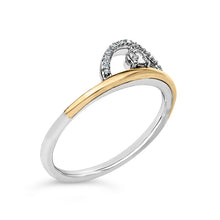 Load image into Gallery viewer, 14K Yellow Gold Plated Sterling Silver 1/10 Cttw Diamond Arc Ring
