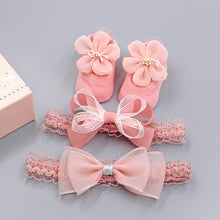 Load image into Gallery viewer, Flower Baby Girl Headband Socks Set Shoes With  Crown Bows Newborn Headbands For Girls Turban Baby Hair Accessories
