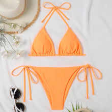 将图片加载到图库查看器，Swimwear Women Bandage Women Triangle Bathing Suits 2 Pieces Bikini Bowknot Swimsuit Bikini Set Swimwear Bikini Sets Bikinis Bathing Suit Push Up Swimsuit Summer Beachwear
