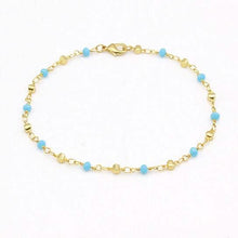 Load image into Gallery viewer, 18k Gold Filled High Finish Polish Turquoise Ball Ankle Bracelet
