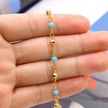 Load image into Gallery viewer, 18k Gold Filled High Finish Polish Turquoise Ball Ankle Bracelet
