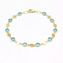 Load image into Gallery viewer, 18k Gold Filled High Polish Finish Aquamarine Crystal Ankle Bracelet
