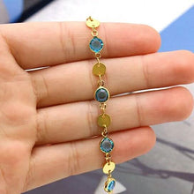 Load image into Gallery viewer, 18k Gold Filled High Polish Finish Aquamarine Crystal Ankle Bracelet
