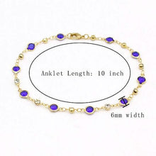 Load image into Gallery viewer, 18k Gold Filled High Polish Finish Blue Crystal Ankle Bracelet
