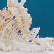 Load image into Gallery viewer, 18k Gold Filled High Polish Finish Blue Crystal Ankle Bracelet
