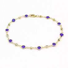 Load image into Gallery viewer, 18k Gold Filled High Polish Finish Blue Crystal Ankle Bracelet
