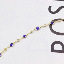Load image into Gallery viewer, 18k Gold Filled High Polish Finish Blue Crystal Ankle Bracelet
