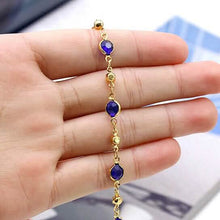 Load image into Gallery viewer, 18k Gold Filled High Polish Finish Blue Crystal Ankle Bracelet

