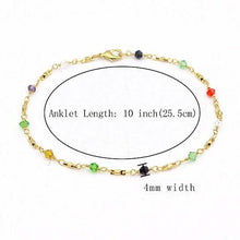 Load image into Gallery viewer, 18k Gold Filled High Polish Finish Multi Color Ball Crystal Ankle Bracelet
