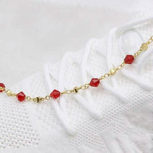 Load image into Gallery viewer, 18k Gold Filled High Polish Finish Red Crystal Ankle Bracelet
