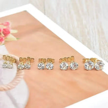 将图片加载到图库查看器，18K Gold Ear Bone Buckle Stainless Steel 6-Prong Zirconia Stud Earrings
