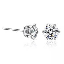 将图片加载到图库查看器，18K Gold Ear Bone Buckle Stainless Steel 6-Prong Zirconia Stud Earrings
