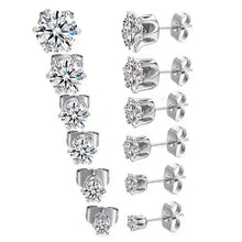 将图片加载到图库查看器，18K Gold Ear Bone Buckle Stainless Steel 6-Prong Zirconia Stud Earrings
