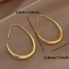 Load image into Gallery viewer, 18K Gold Plated Glossy Minimalist Water Drop Design Hoop Earrings Copper
