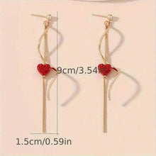 将图片加载到图库查看器，18K Gold Spiral Lines Heart Design Dangle Earrings
