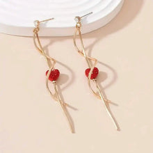 将图片加载到图库查看器，18K Gold Spiral Lines Heart Design Dangle Earrings
