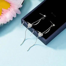 将图片加载到图库查看器，18K Gold Spiral Lines Heart Design Dangle Earrings
