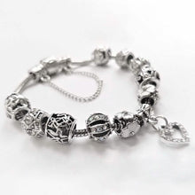 Load image into Gallery viewer, 18K White Gold Plated Crystal Heart Charm Bracelet
