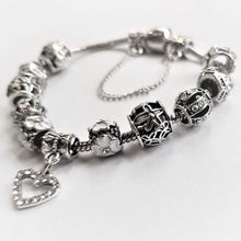 Load image into Gallery viewer, 18K White Gold Plated Crystal Heart Charm Bracelet
