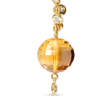 Load image into Gallery viewer, 18K Yellow Gold 2/3 Cttw Round Bezel Diamond and 25mm Ball Shaped Yellow Citrine Gemstone Dangle Stud Earring (Brown and G-H Color, SI1-SI2 Clarity)
