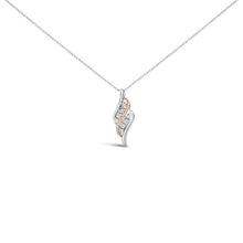 Load image into Gallery viewer, 14k Rose Gold Plated Sterling Silver 1/10 Cttw Diamond Swirl Pendant Necklace
