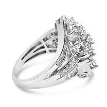 Load image into Gallery viewer, Sterling Silver 1.0 Cttw Diamond Swirl Cluster Cocktail Ring

