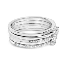 将图片加载到图库查看器，Sterling Silver 3/8 Cttw Diamond Bezel and Pave Set Stackable Ring Set
