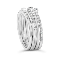 将图片加载到图库查看器，Sterling Silver 3/8 Cttw Diamond Bezel and Pave Set Stackable Ring Set
