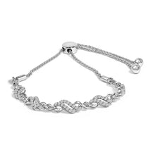 Load image into Gallery viewer, .925 Sterling Silver 1/2 Cttw Diamond Double Wave Bolo Bracelet
