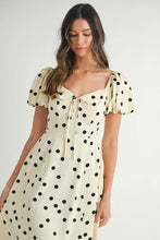 Load image into Gallery viewer, Polka Dot Puff Sleeve Midi Dress For Women – Vintage Fluttering Polka Dot Dress, Feminine Puff Sleeve Dress, Retro Midi Dress, Classic Chic Dress

