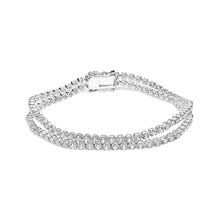 将图片加载到图库查看器，18K White Gold 5 3/5 Cttw Natural Diamond Double Row Link Tennis Bracelet (G-H Color, VS1-VS2 Clarity) - 7" Inches
