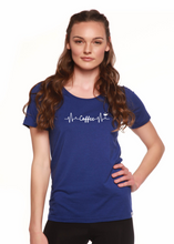 Load image into Gallery viewer, Heartbeat Coffee Printed Women's Bamboo/Cotton Short Sleeve Scoop Neck T-Shirt
