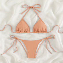 将图片加载到图库查看器，Swimwear Women Bandage Women Triangle Bathing Suits 2 Pieces Bikini Bowknot Swimsuit Bikini Set Swimwear Bikini Sets Bikinis Bathing Suit Push Up Swimsuit Summer Beachwear
