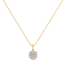 Load image into Gallery viewer, 14K Yellow Gold 2.00 Cttw Brilliant Round-Cut Diamond 7 Stone Flower Cluster 18" Pendant Necklace (H-I Color, SI2-I1 Clarity)
